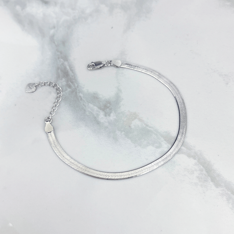 دستبند نقره دخترانه مدل هرینگبون ایتالیایی