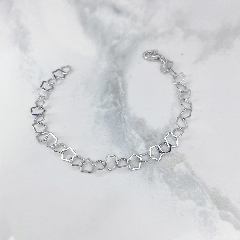 دستبند نقره دخترانه مدل ستاره بدون نگین