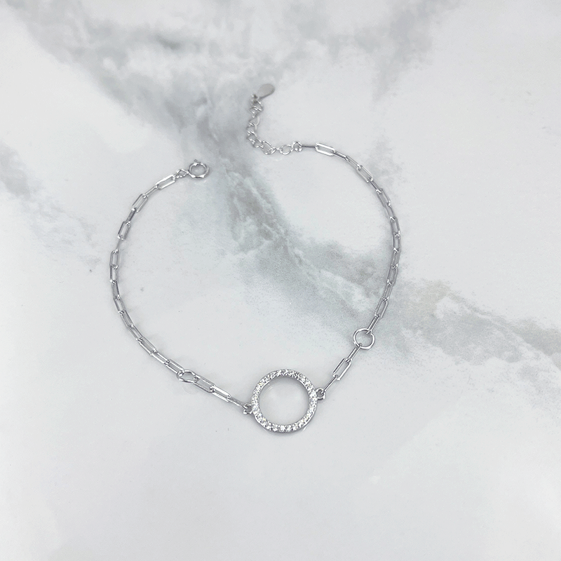 دستبند نقره دخترانه مدل  دایره ظریف