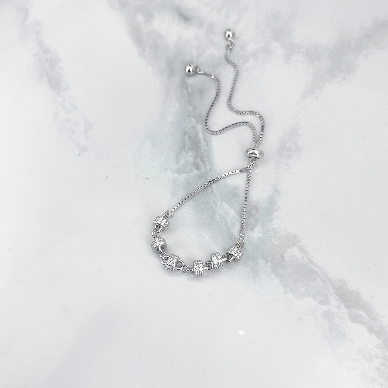 دستبند نقره دخترانه مدل آسانسوری گوی نگین