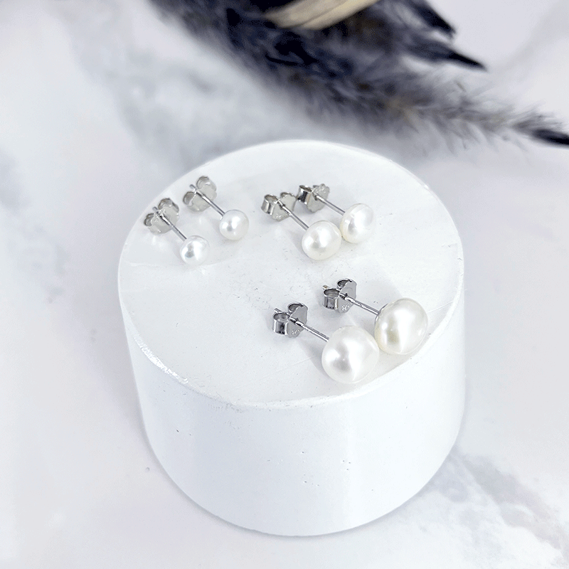 گوشواره نقره مدل مروارید پرورشی