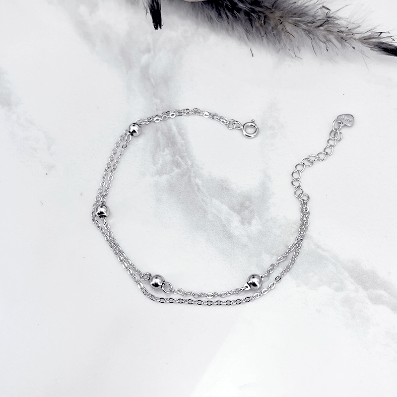 دستبند نقره دخترانه مدل گوی درشت