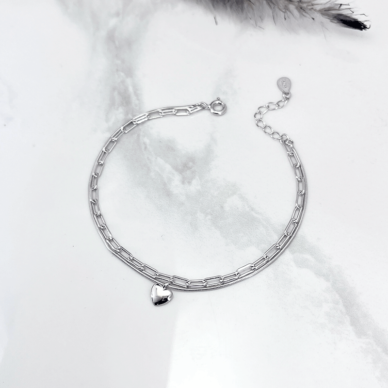 دستبند نقره دخترانه مدل  آویز قلب