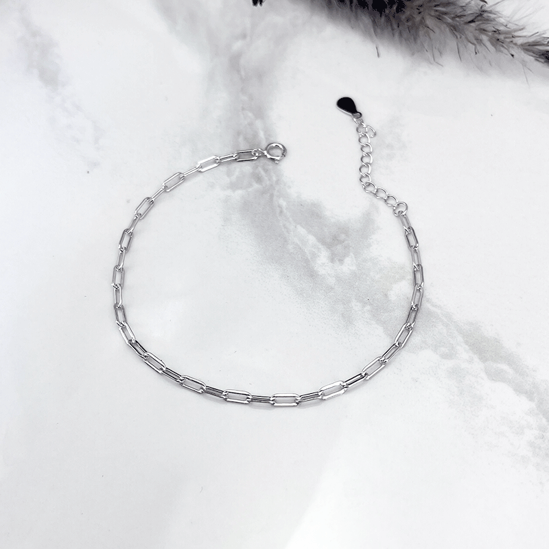 دستبند نقره دخترانه مدل زنجیر هرمس