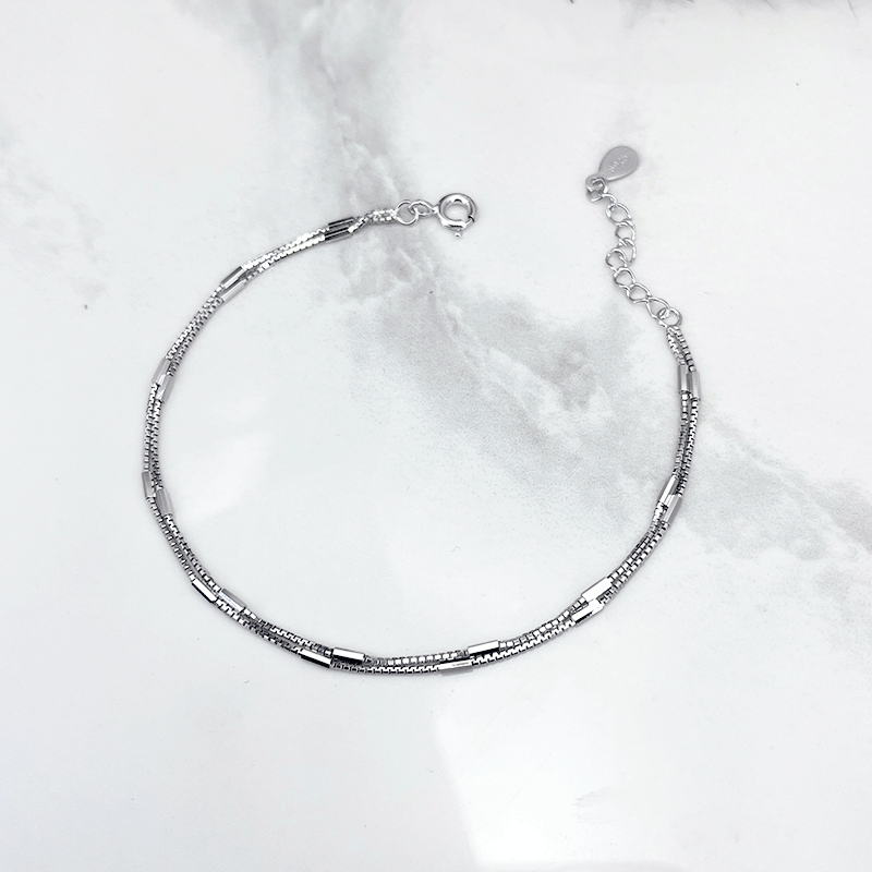 دستبند نقره دخترانه مدل دو زنجیر ونیزی