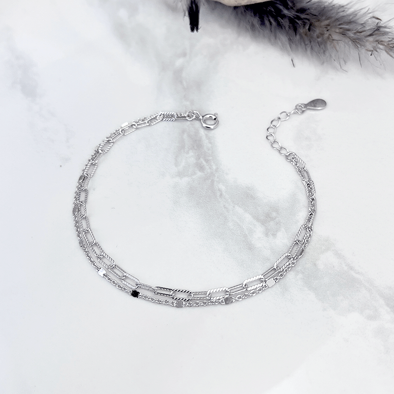 دستبند نقره دخترانه مدل دو زنجیر