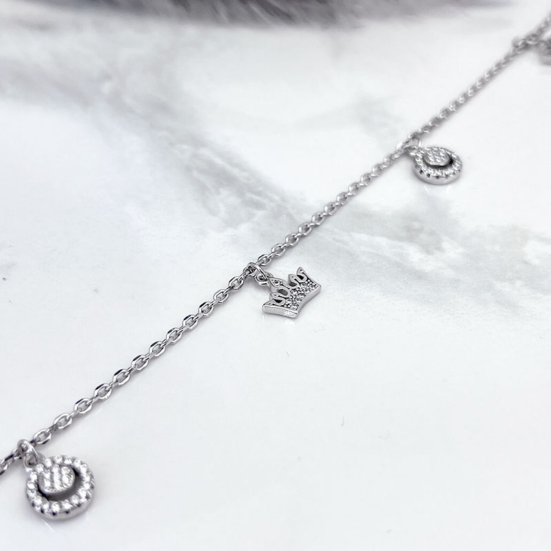 پابند نقره زنانه مدل آویز تاج