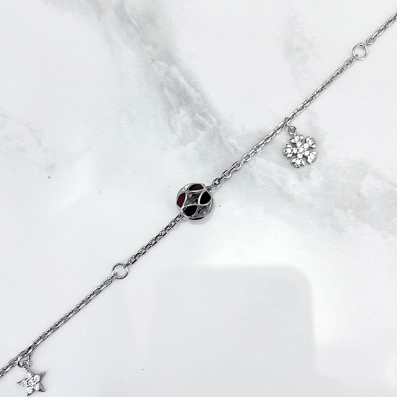 پابند نقره زنانه مدل گوی قرمز