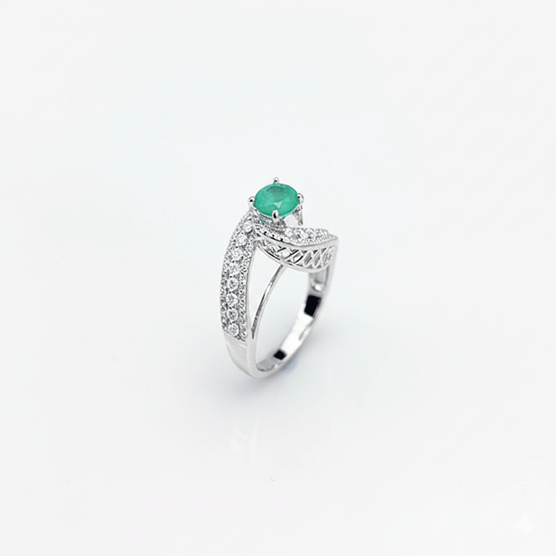 انگشتر نقره زنانه ایتالیایی مدل زمرد