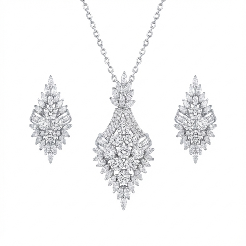 نیم ست نقره زنانه ایتالیایی مدل مارکیز