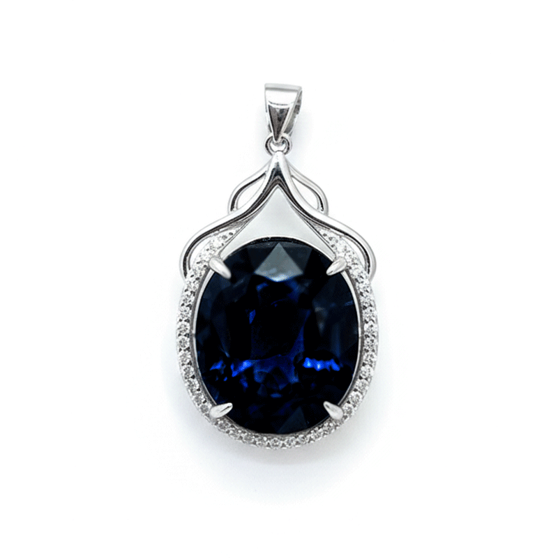 گردنبند نقره زنانه سنگ یاقوت کبود اصل