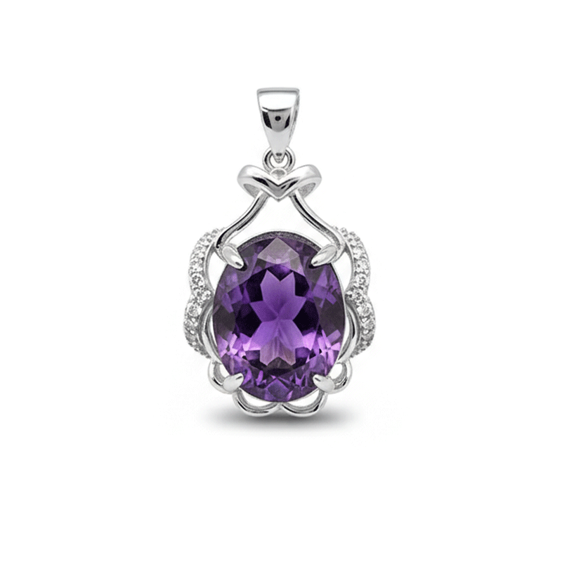 گردنبند نقره زنانه مدل سنگ آمیتیس اصل