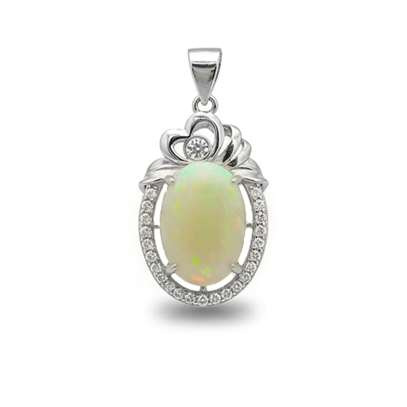 گردنبند نقره زنانه سنگ اوپال