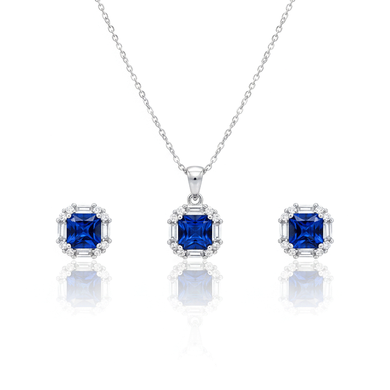 نیم ست نقره زنانه مدل آبی