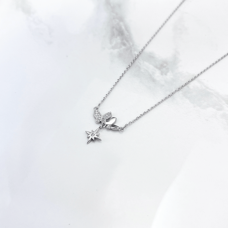 گردنبند زنانه نقره مدل پروانه آویز