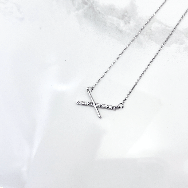 گردنبند زنانه نقره مدل ضربدر