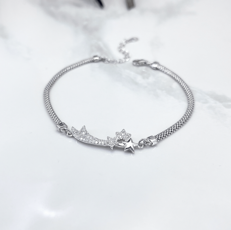 دستبند نقره دخترانه مدل ستاره