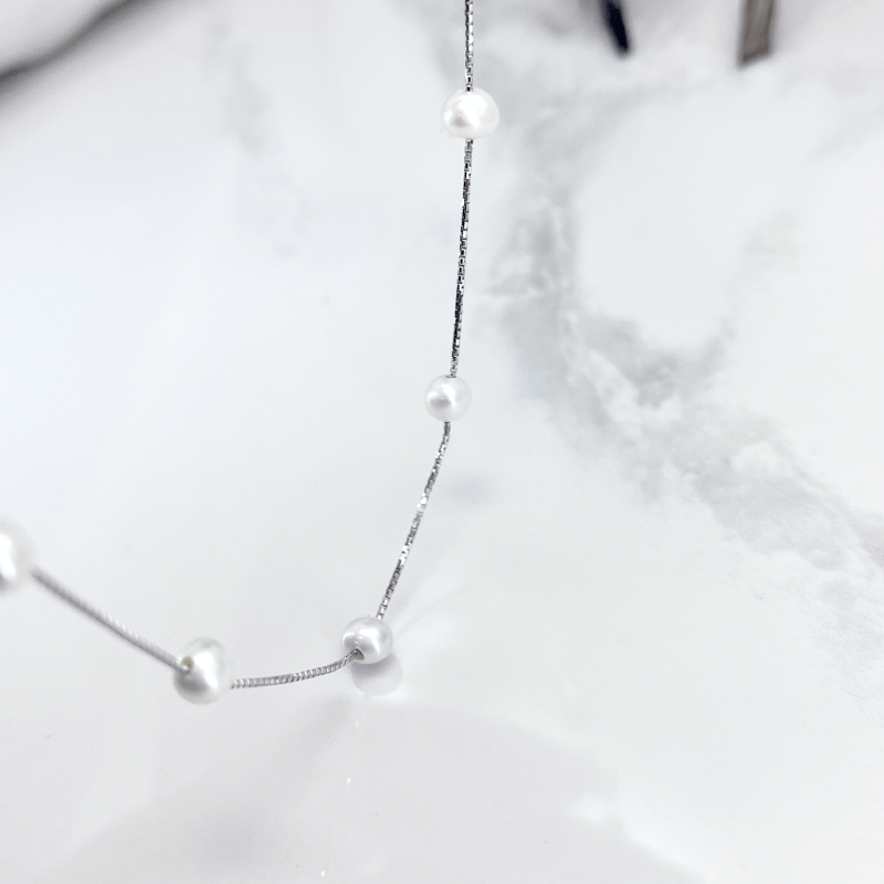 گردنبند نقره مروارید زنانه مدل تک ردیف