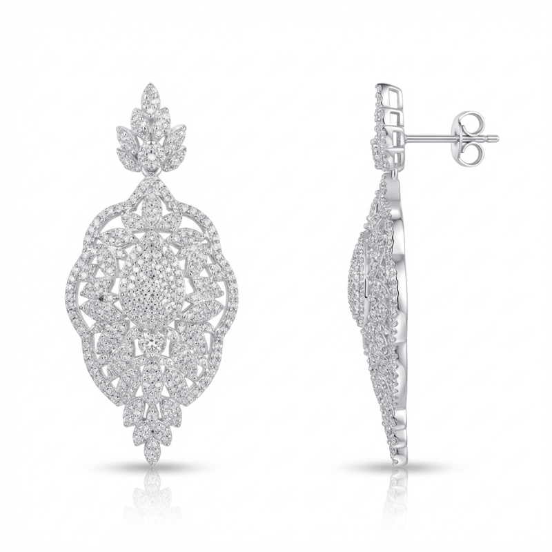 گوشواره نقره زنانه مجلسی مدل سلطنتی