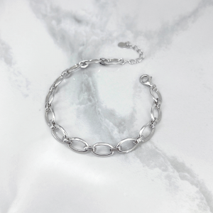 دستبند نقره زنانه مدل آینه‌ای ایتالیایی