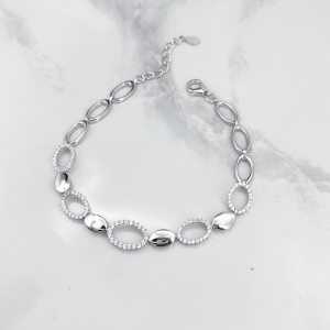 دستبند نقره زنانه مدل بیضی ایتالیایی