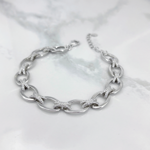 دستبند نقره زنانه اسپرت نگین دار