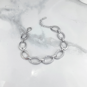 دستبند نقره زنانه مدل ایتالیایی بیضی