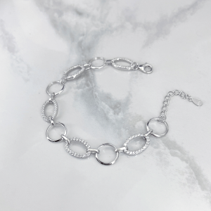 دستبند نقره زنانه ایتالیایی دایره بیضی