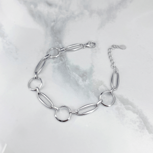 دستبند نقره دخترانه مدل مینیمال دایره