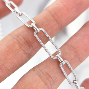 نگین مخراج شده دستبند نقره دخترانه هرمس