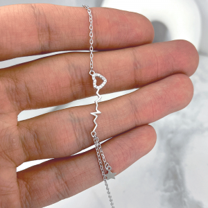 دستبند نقره دخترانه قلب ظریف