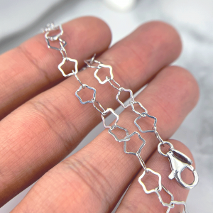 بافت ستاره دستبند نقره بدون نگین دخترانه