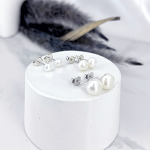 گوشواره نقره میخی مروارید دخترانه