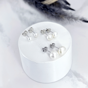 گوشواره نقره مدل مروارید پرورشی