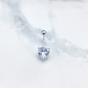 پیرسینگ نقره ناف مدل قلب کریستال