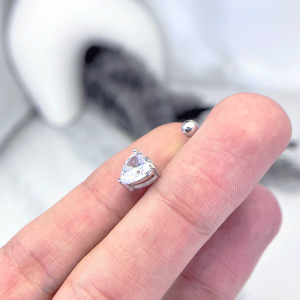 نگین قلب پیرسینگ ناف نقره