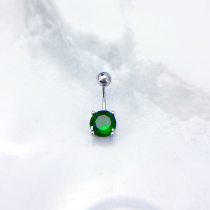 پیرسینگ نقره ناف مدل کریستال سبز