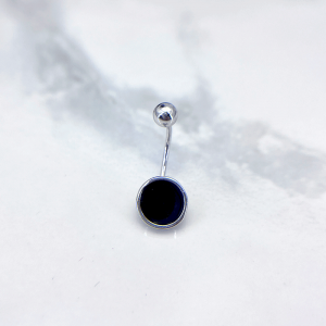 پیرسینگ نقره ناف مدل دایره مشکی