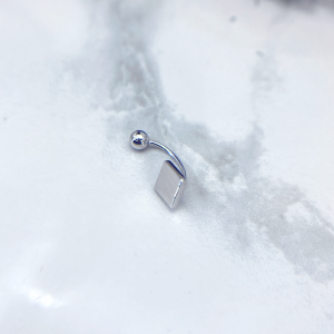 پیرسینگ ناف نقره مدل آینه ای بدون نگین