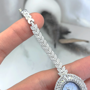 بند گندمی ساعت نقره زنانه