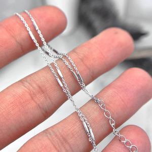 دستبند دو زنجیر نقره دخترانه