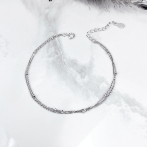 دستبند نقره دخترانه مدل دو زنجیر گوی