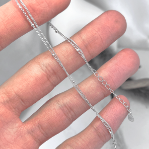 دستبند نقره دخترانه گوی دو زنجیر