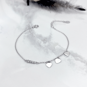 دستبند ظریف نقره دخترانه قلب