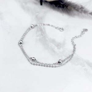 دستبند نقره دخترانه مدل گوی درشت