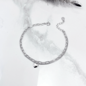 دستبند نقره دخترانه مدل  آویز قلب