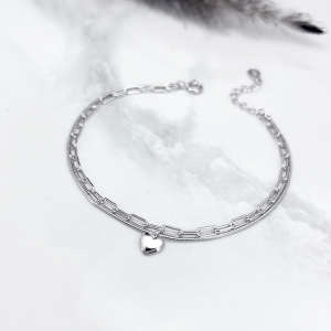 دستبند ظریف نقره دخترانه قلب