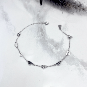 دستبند نقره دخترانه مدل قلب لاو