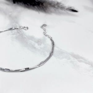 نمای زنجیر دستبند نقره دخترانه