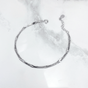 دستبند نقره دخترانه مدل دو زنجیر ونیزی